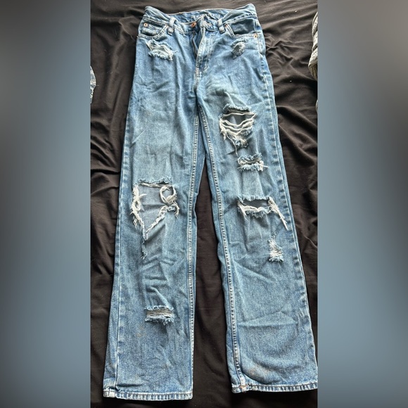 Aeropostale outfitters, size 00, 90s baggy ripped straight leg jeans - Picture 3 of 6